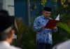 Kepala Museum Nasional Drs. siswanto membacakan sambutan pada Upacara Harlah Pancasila di Museum Nasional